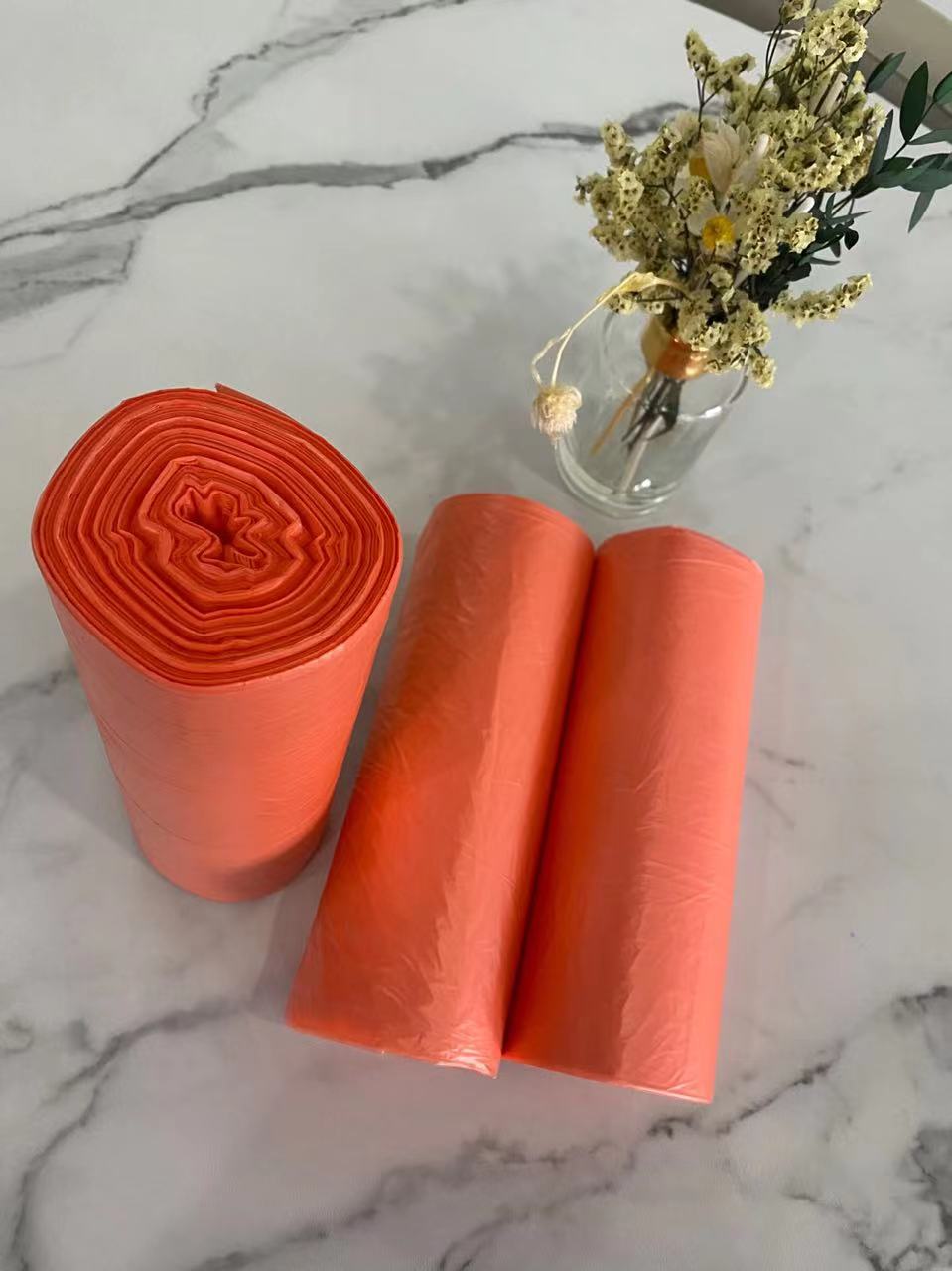 Orange Color Starsealed Garbage Bag On Roll