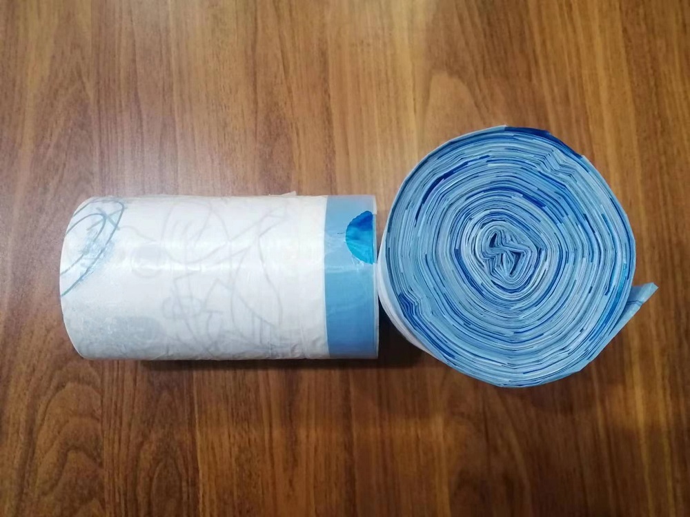Bolsas de basura estampadas blancas con cordón azul Bolsas de basura estampadas blancas con cordón azul