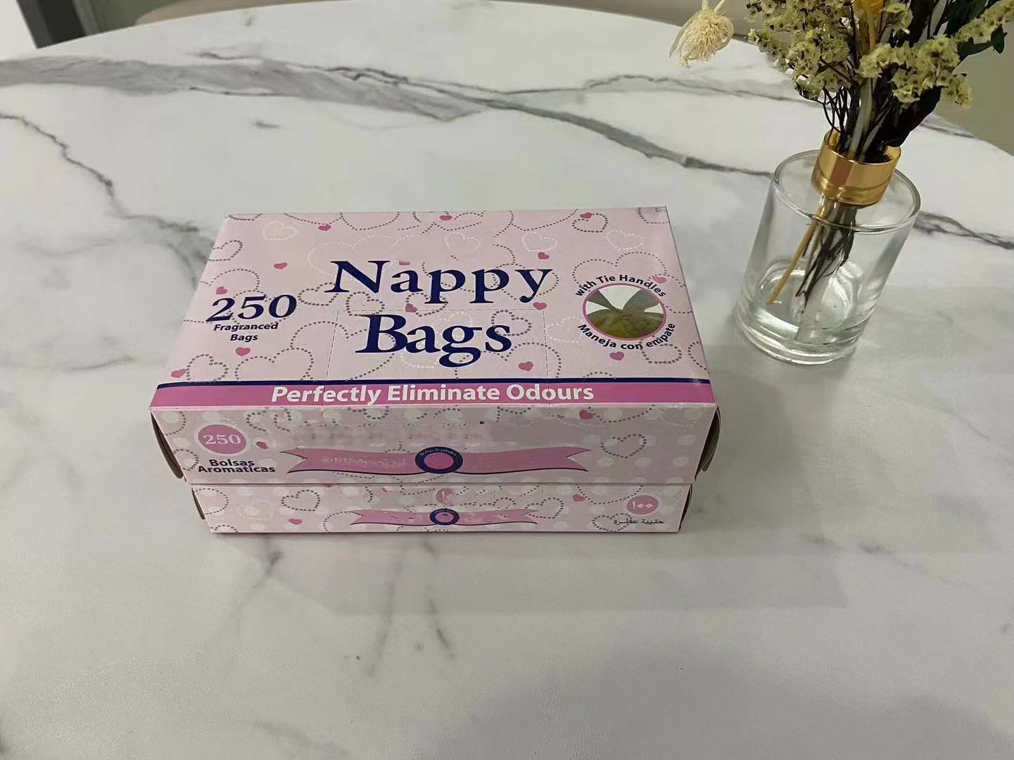 Bolsas de plástico para pañales planas de HDPE Bolsas de plástico para pañales planas de HDPE