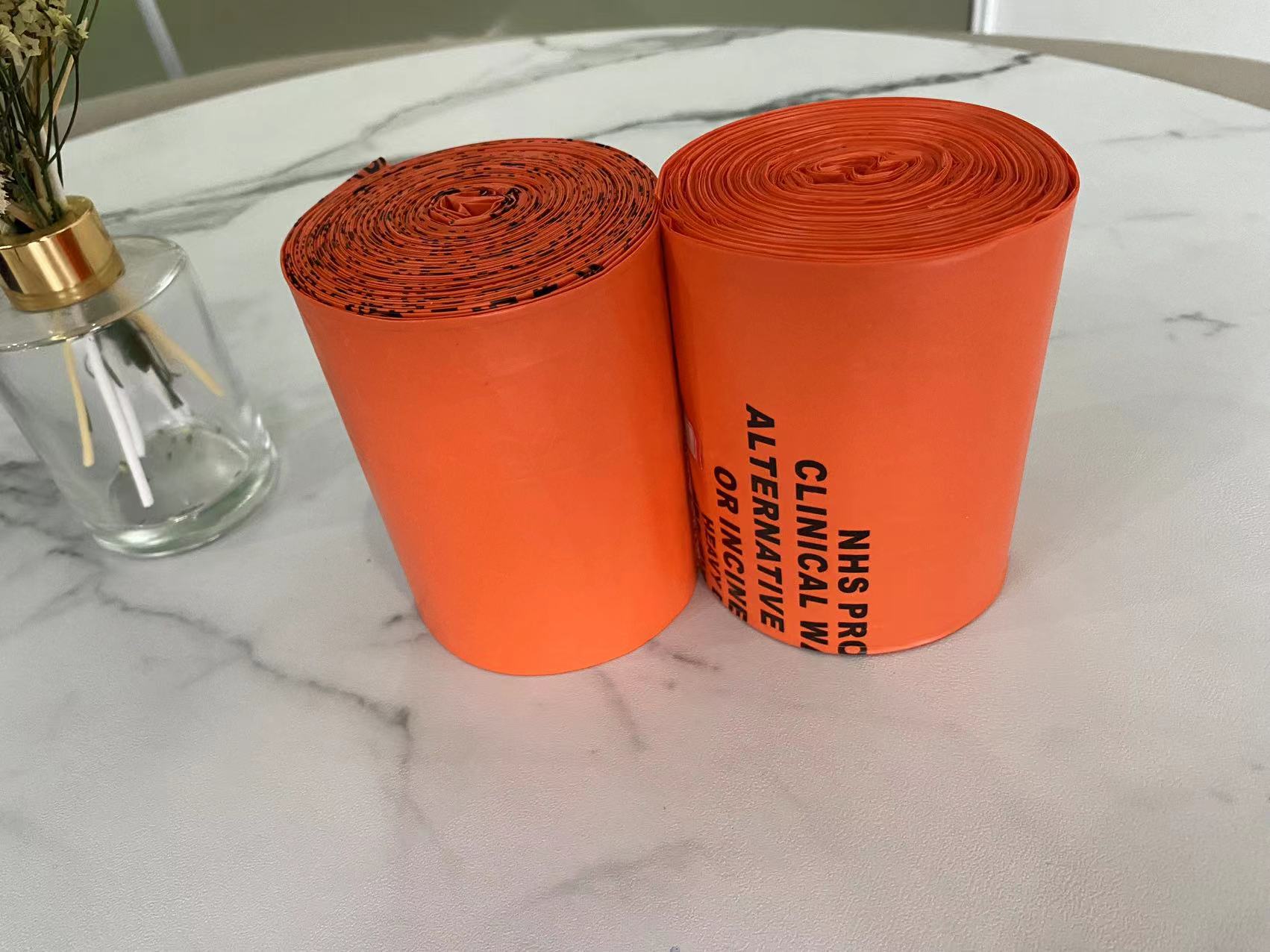 PE Disposal Medical Waste Plastic Trash Bags On Roll