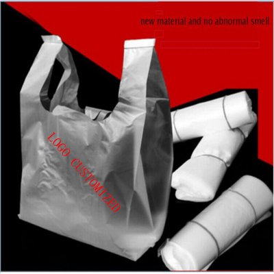 Supermarket Disposable Plastic Clear Carry Vest T-shirt Bags