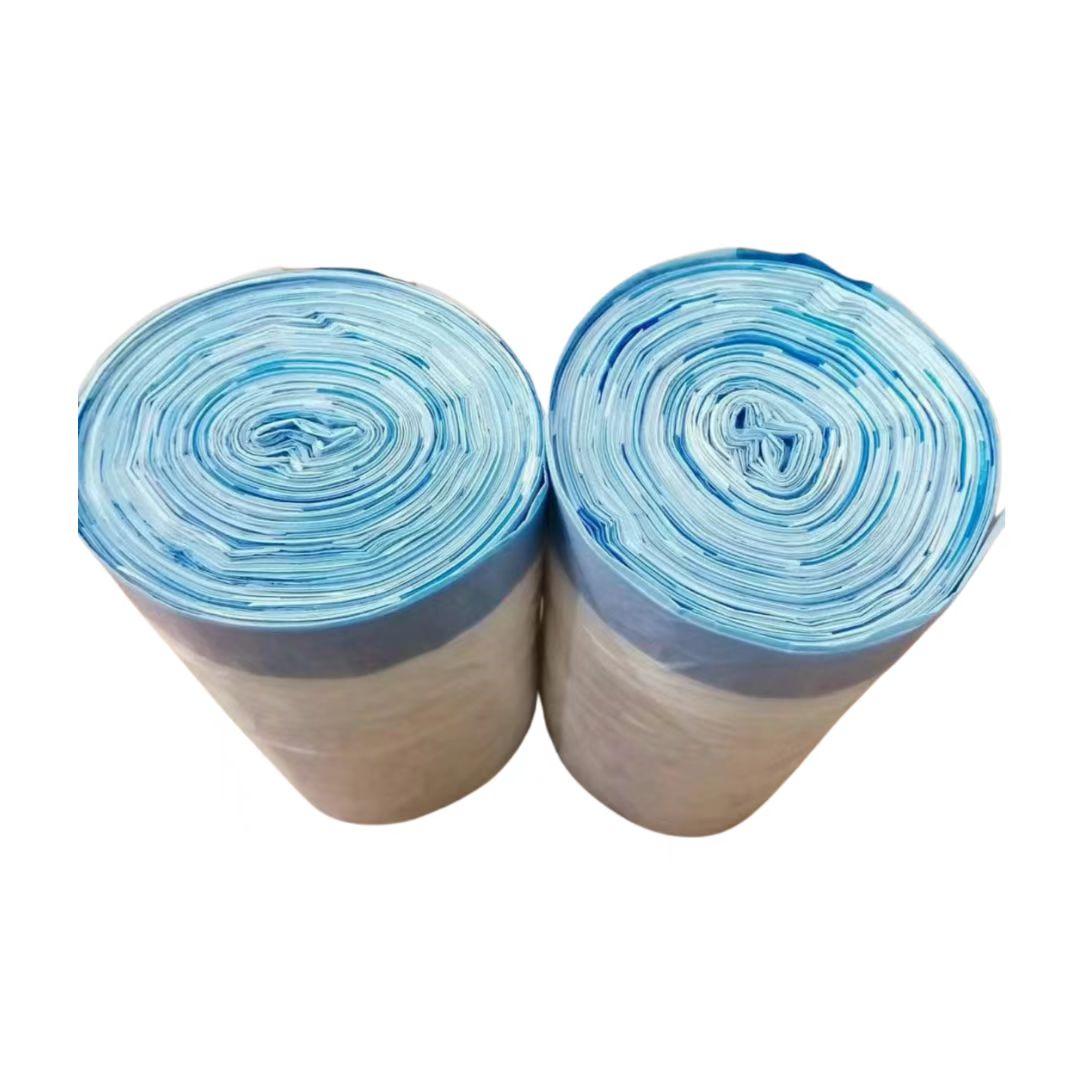Bolsas de basura estampadas blancas con cordón azul