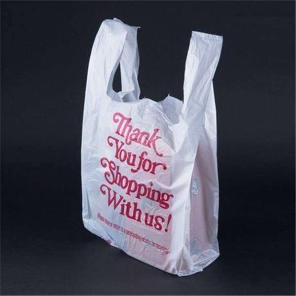 Camiseta de plástico impressa personalizada, sacolas de agradecimento