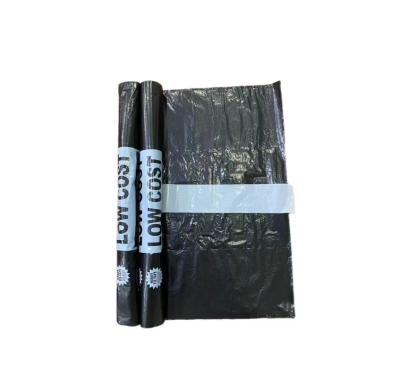 Bolsa de basura estampada negra con práctica cinta para atar