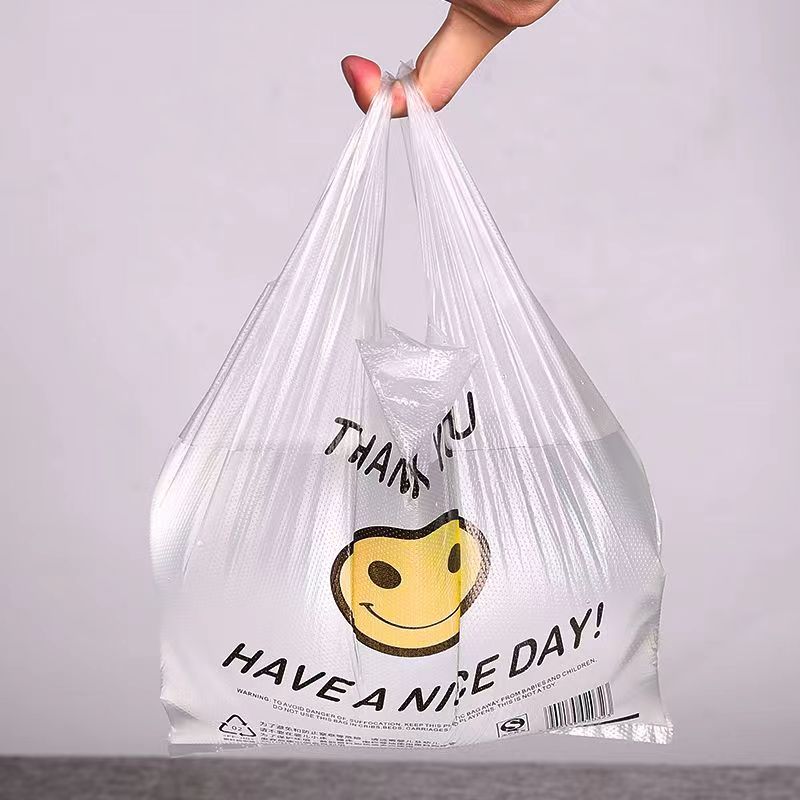 Bolsas tipo camiseta con estampado transparente de agradecimiento Bolsas tipo camiseta con estampado transparente de agradecimiento